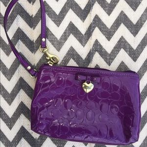 Coach Patent Leather Wristlet Iris Purple Pink