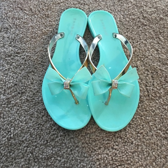 tiffany blue flip flops