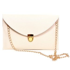 Leather Envelope Clutch Purse with Chain Strap