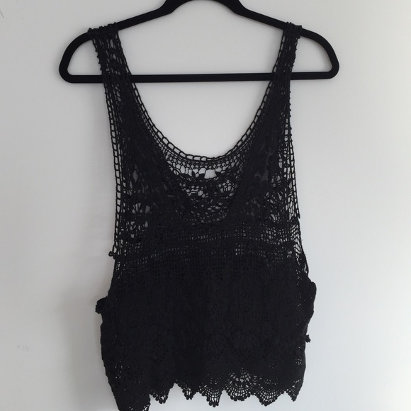 Black crochet tank