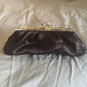 Jessica McClintock brown and gold clutch