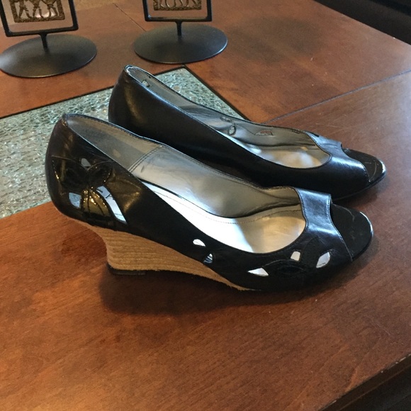 Anne Klein Peep Toe Espadrille Wedges!