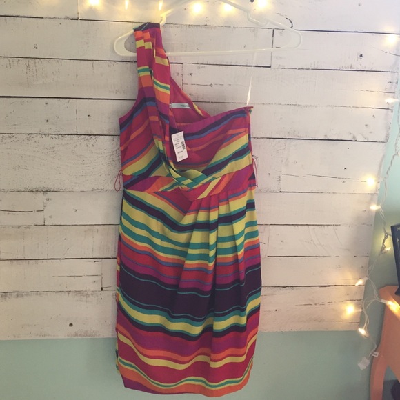 Multi-Color one shoulder dress. Medium