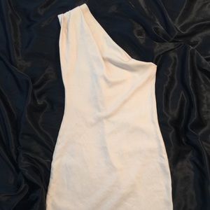 American Apparel One Shoulder Ivory Dress