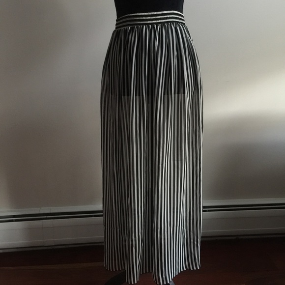 American Apparel Chiffon Maxi Skirt Striped