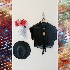 NWT River Island Sheer Black Top