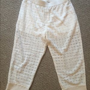Club Monaco crochet pants with silk bottoms