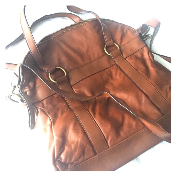 Soft brown leather cognac cross body purse.New!