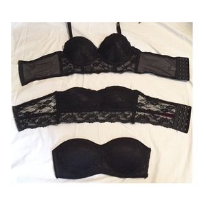 3 Piece Black Lace Bra Set