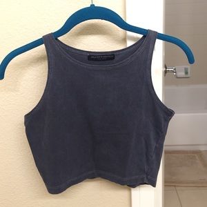 Navy High Neck Crop Top