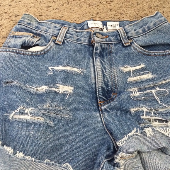 Calvin Klein High Waisted Distressed Shorts