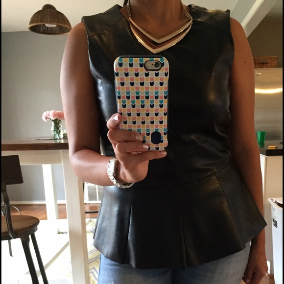 Urban outfitters Faux-leather peplum top