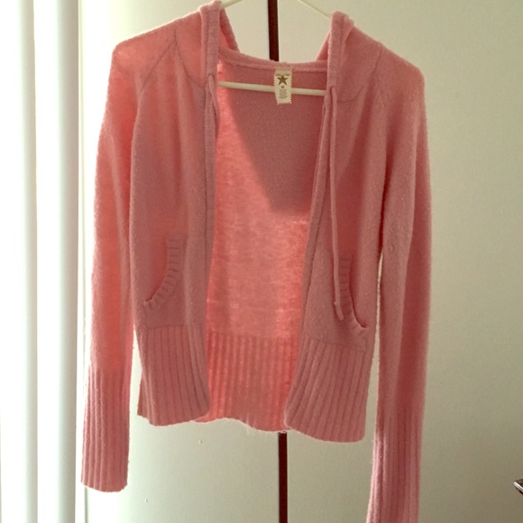 Pink cardigan/ sweater with hoodie for sale