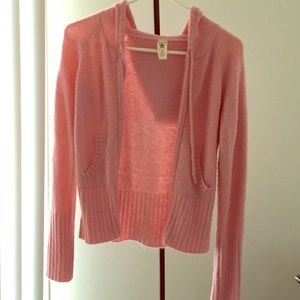 Pink cardigan/ sweater with hoodie for sale