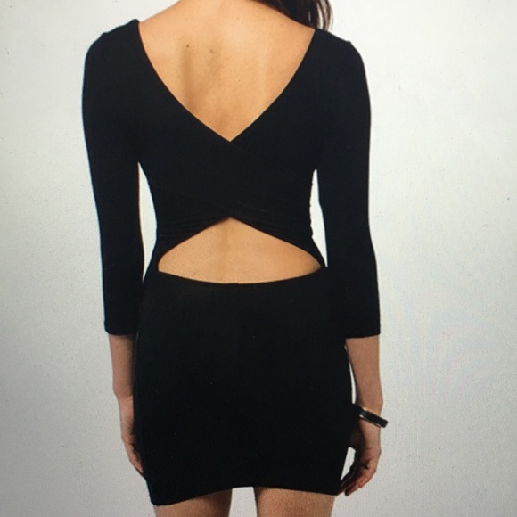 Tight black comfortable open back dress