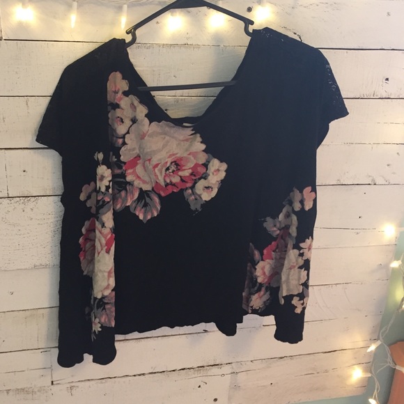 Black floral off the shoulder top b