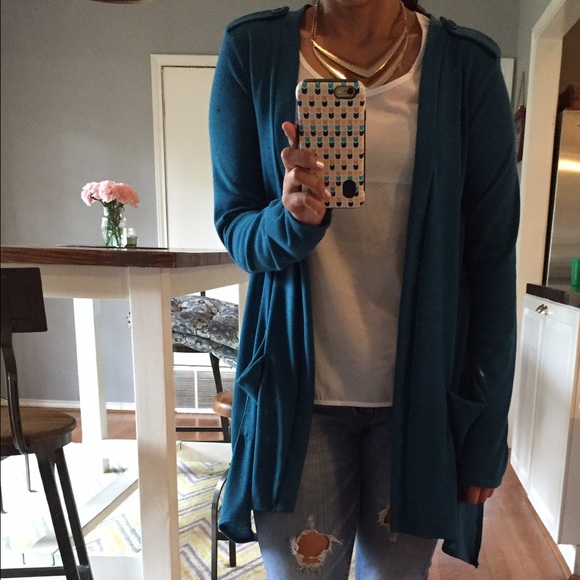 Anthropologie teal color flyaway cardigan
