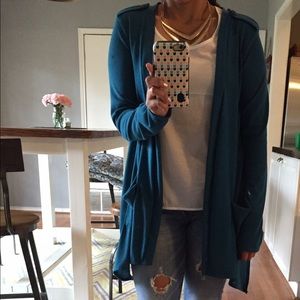 Anthropologie teal color flyaway cardigan