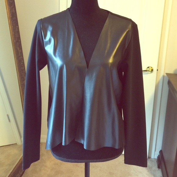 Willi Smith faux leather front drape blazer