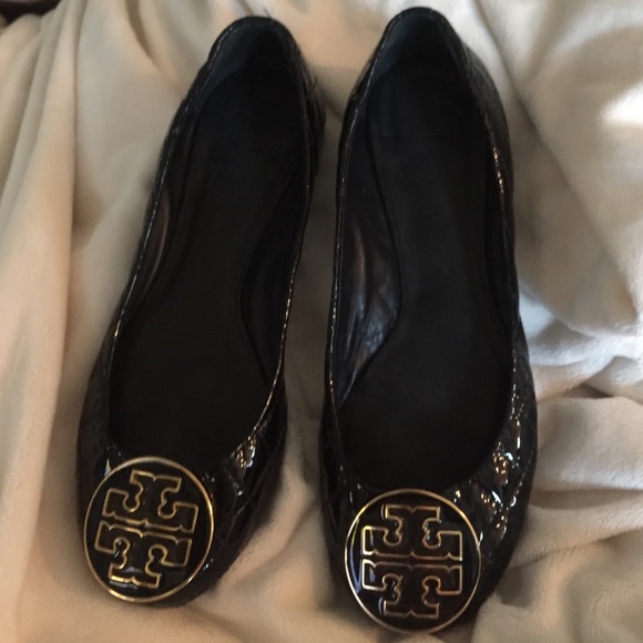 Tory Burch black patten flats