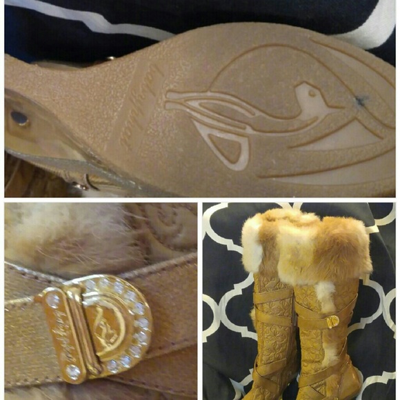 Gold Baby Phat Boots with Fur Cuff