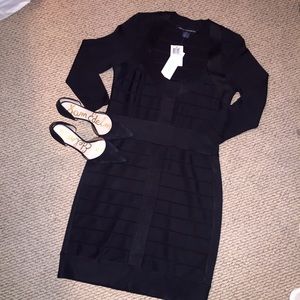 Black long sleeve bandage dress