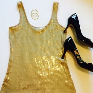 Express Gold Sequin Tank