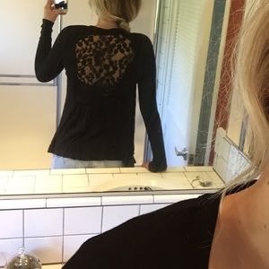 Cardigan with sheer lace back
