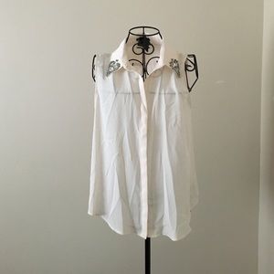 Forever 21 embellished sleeveless button down