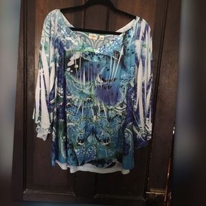 Multi colored blue blouse