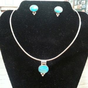 Sterling omega necklace pendant and earrings