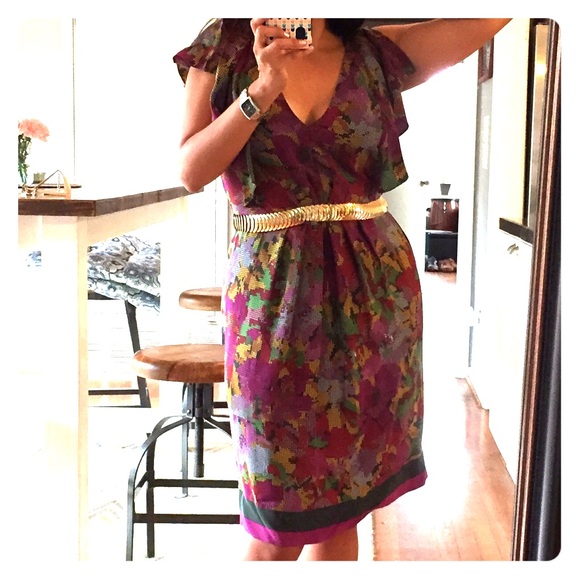 Barney's CO-OP 100% silk pixel-print dress