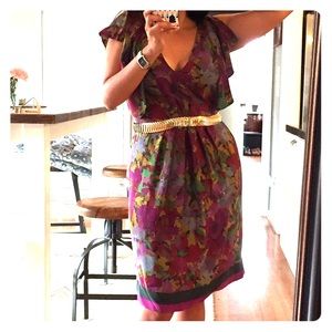 Barney's CO-OP 100% silk pixel-print dress