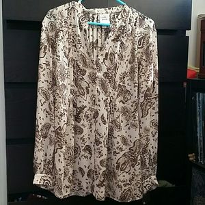 Knox Rose Button Down Long Sleeved Cream Print Top