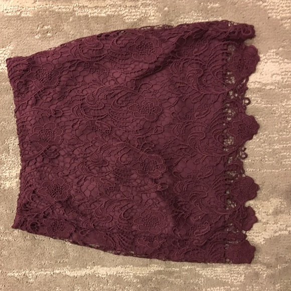burgundy lace mini skirt