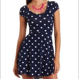 Polka dot cross back skater dress