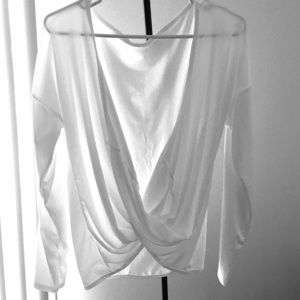 Sexy Plunging Neckline Long Sleeve Crop Top