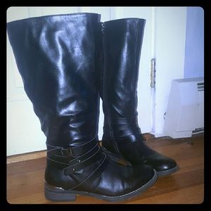 Black mid calf boots