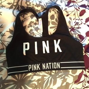 Pink nation racerback sports bra