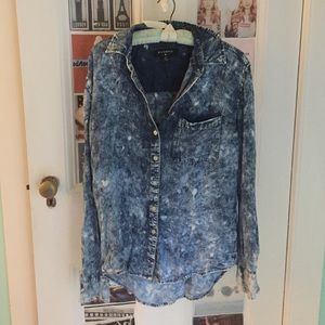 Acid wash denim style button down