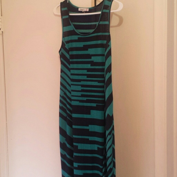 Turquoise & black maxi dress