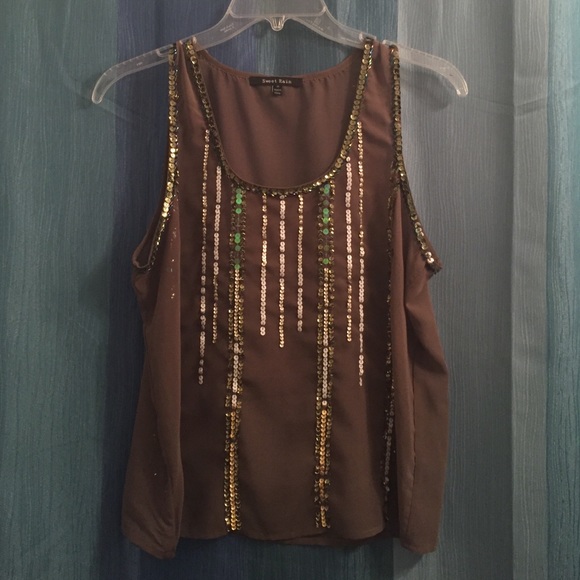 Sequined Sheer Top