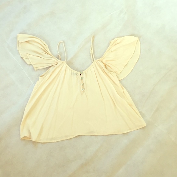 Nude cold shoulder top, size small