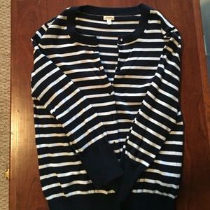 **SALE** J Crew navy and white striped cardigan
