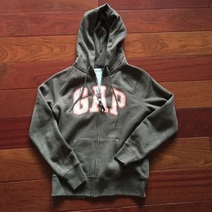 Army green/brownish gap zip down hoodie