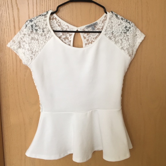 White lace peplum top