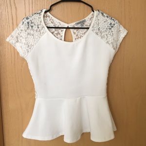 White lace peplum top