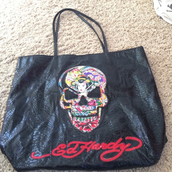 Ed Hardy black snakeskin bag