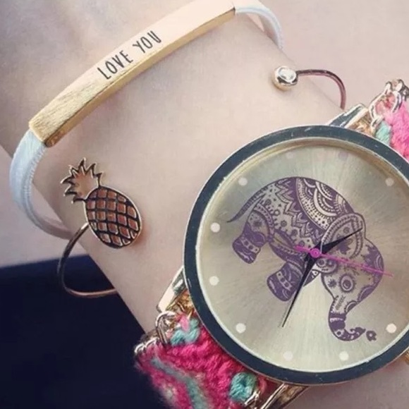 Gold Pineapple Open Cuff Bracelet - Picture 2 of 4