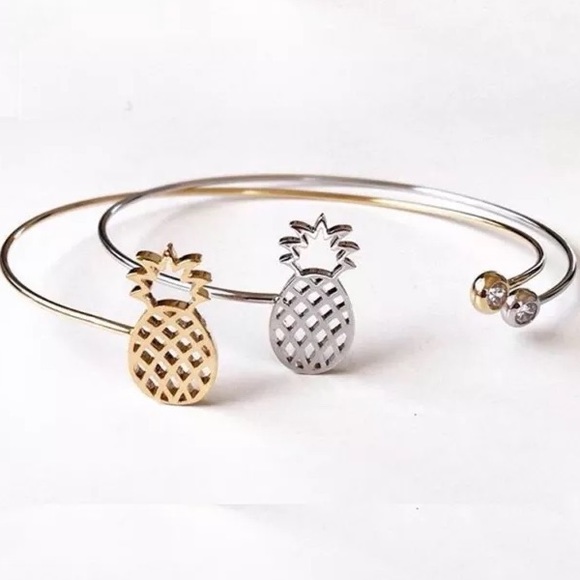 Gold Pineapple Open Cuff Bracelet - Picture 3 of 4
